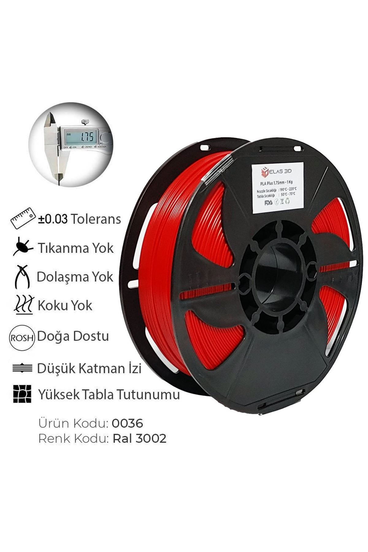 Elas%201.75mm%20Kırmızı%20PLA%20Plus%20Filament