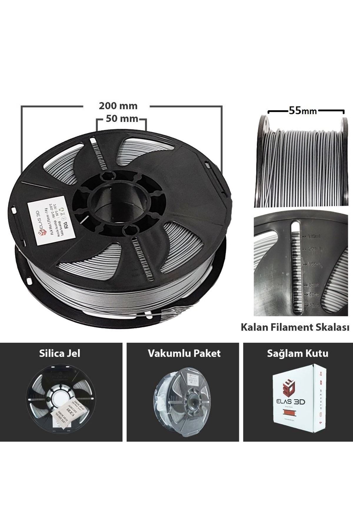 Elas%201.75mm%20Gümüş%20PLA%20Plus%20Filament