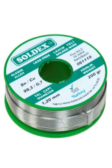 KURŞUNSUZ SOLDEX 200 GR 1.2 MM KURŞUNSUZ LEHİM TELİ SN 99.3 / CU 0.7